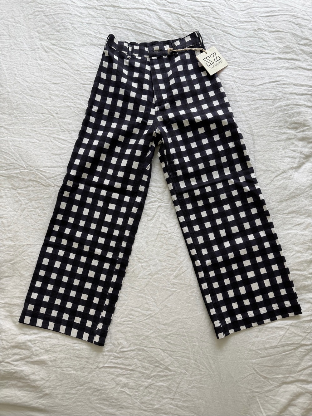 SZ Blockprints Disco Pants Midnight Gingham Size S NWT
